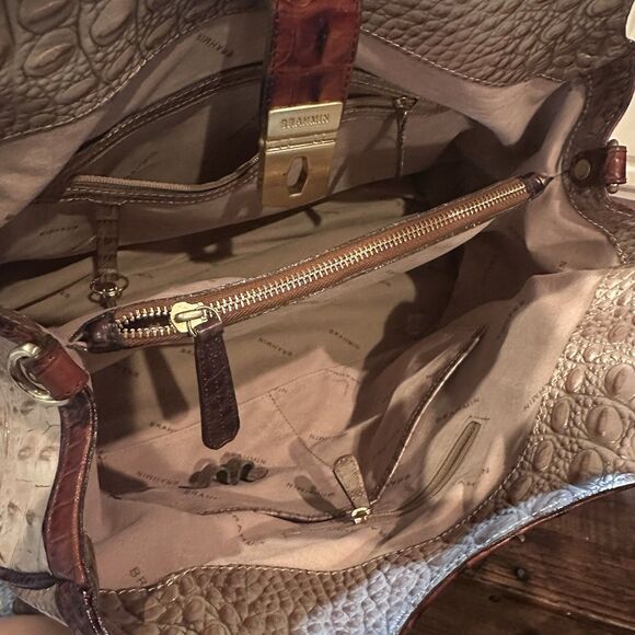 Brahmin Elisa Satchel Shoulder Bag Handbag Large Leather Removable Strap - Picture 6 of 9